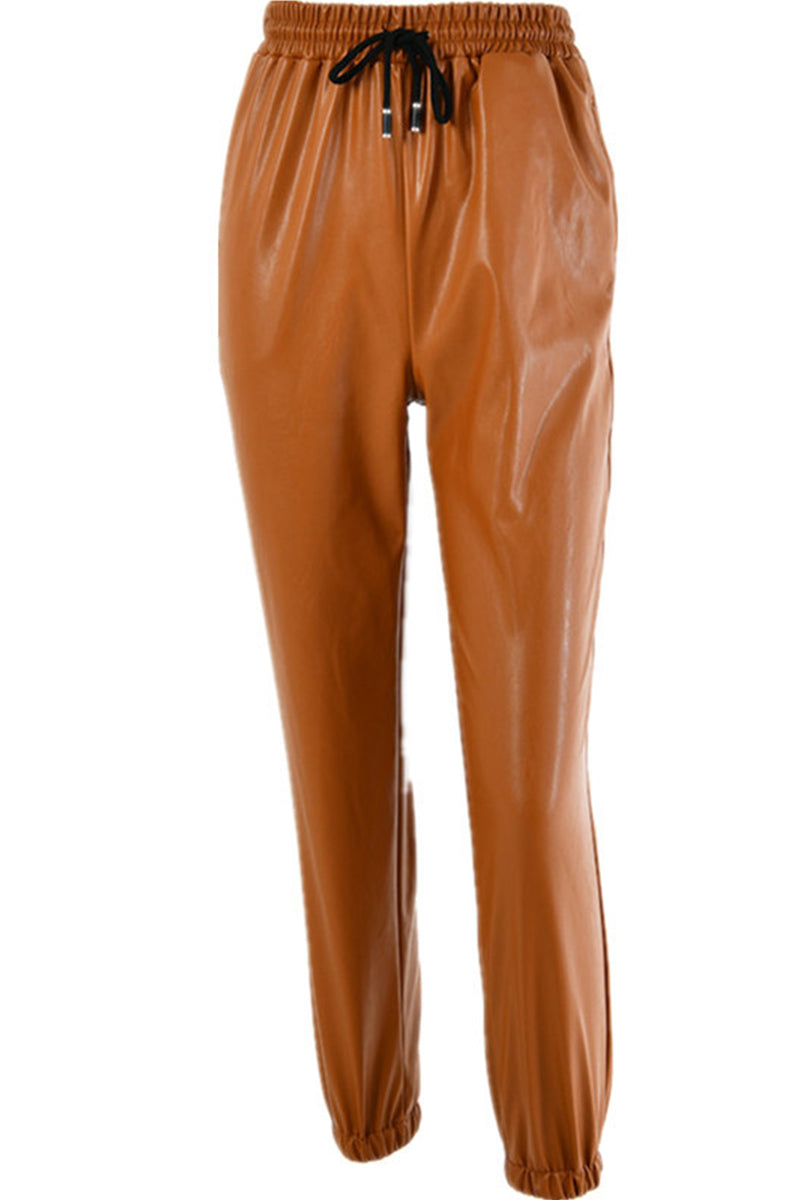 Casual Street Solid Draw String Regular Pencil Solid Color Bottoms(3 Colors)