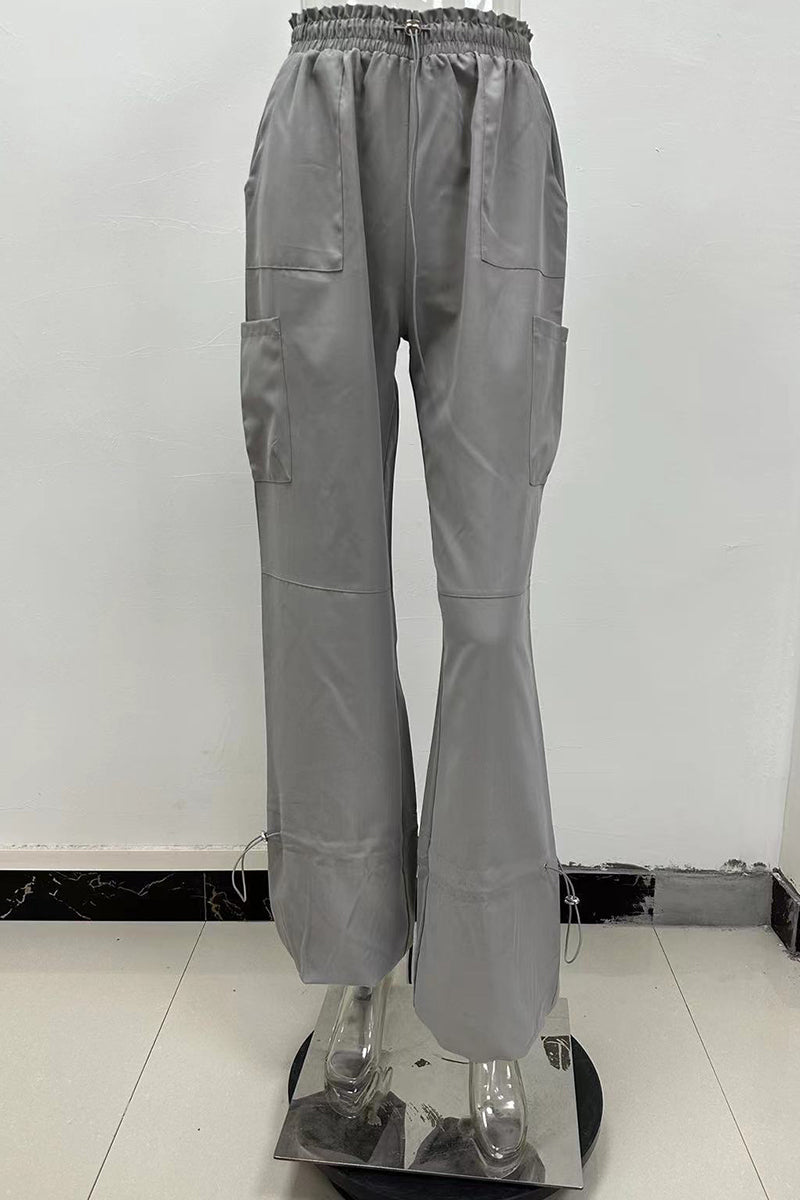 Street Solid Pocket Loose Straight Solid Color Bottoms(6 Colors)