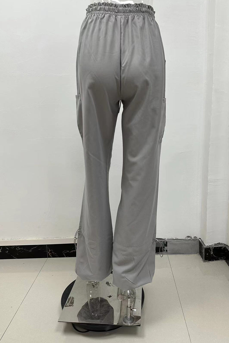 Street Solid Pocket Loose Straight Solid Color Bottoms(6 Colors)