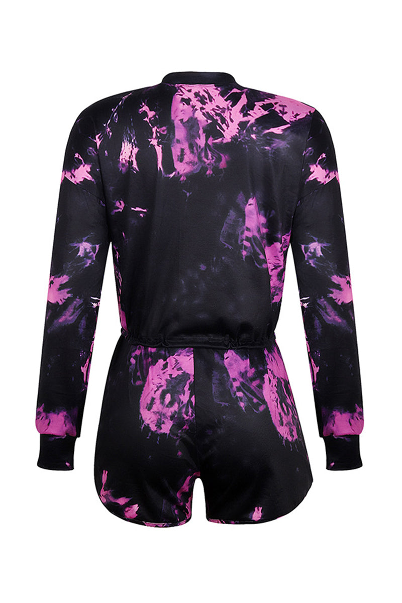 Casual Gradual Change Printing O Neck Long Sleeve Two Pieces