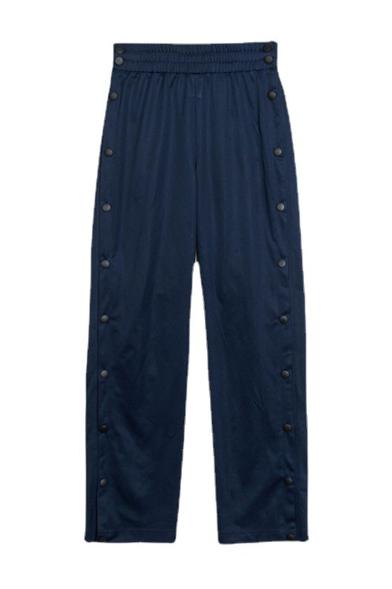 Casual Sportswear Solid Buckle Loose High Waist Wide Leg Solid Color Bottoms