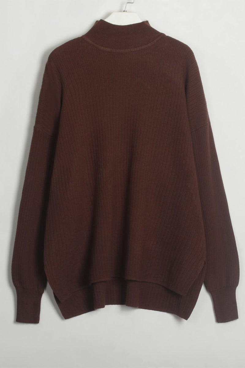 Casual Simplicity Solid Turtleneck Long Sleeve Two Pieces(5 Colors)