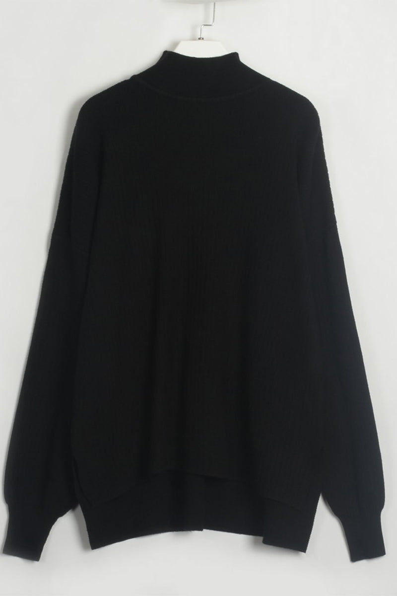 Casual Simplicity Solid Turtleneck Long Sleeve Two Pieces(5 Colors)