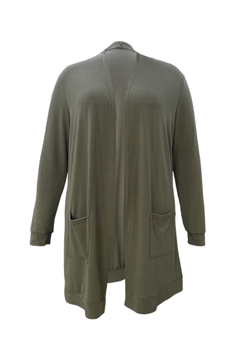 Casual Solid Pocket Cardigan Collar Outerwear