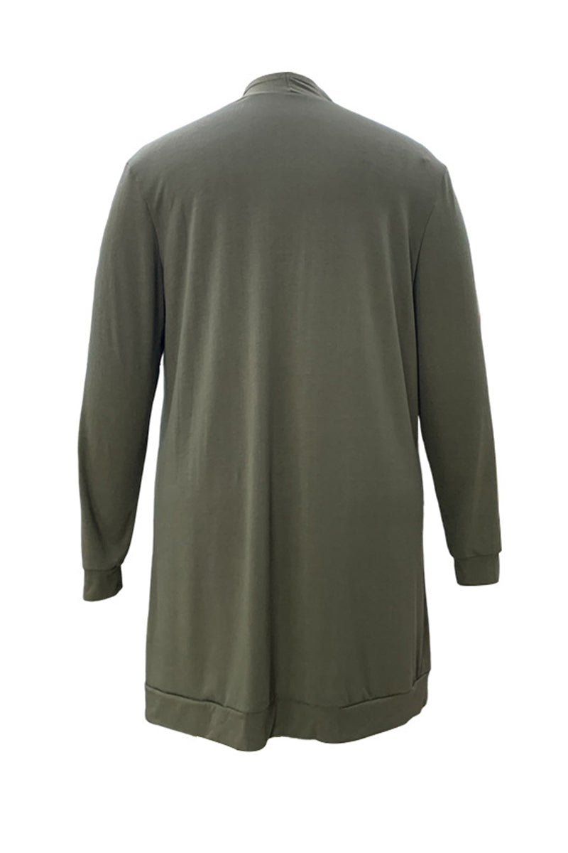 Casual Solid Pocket Cardigan Collar Outerwear