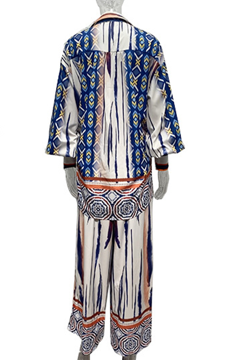 Casual Geometric Printing V Neck Two Pieces