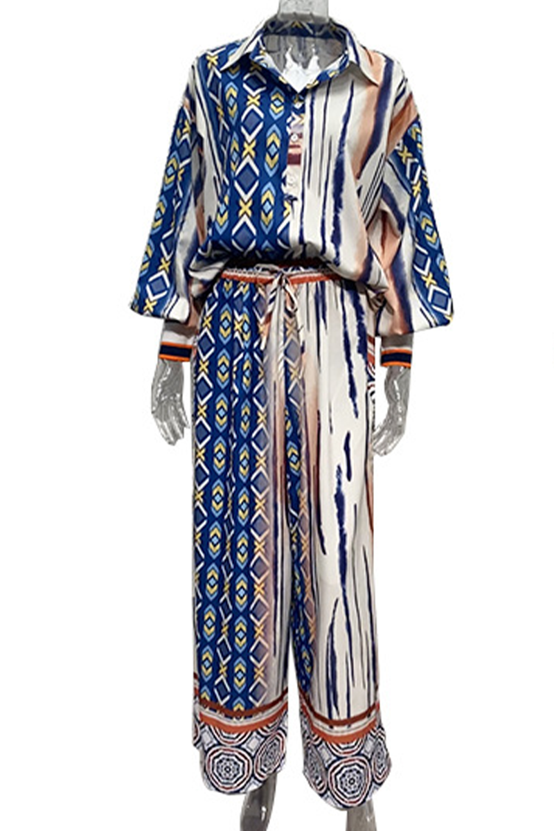 Casual Geometric Printing V Neck Two Pieces