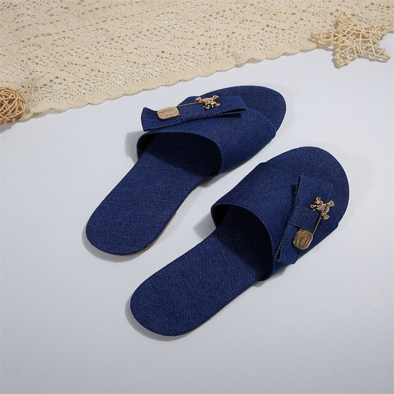 Casual Daily Patchwork Metal Accessories Decoration Solid Color Round Comfortable Shoes