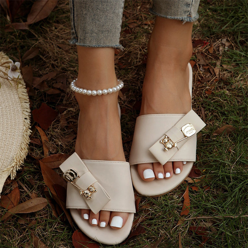 Casual Daily Patchwork Metal Accessories Decoration Solid Color Round Comfortable Shoes