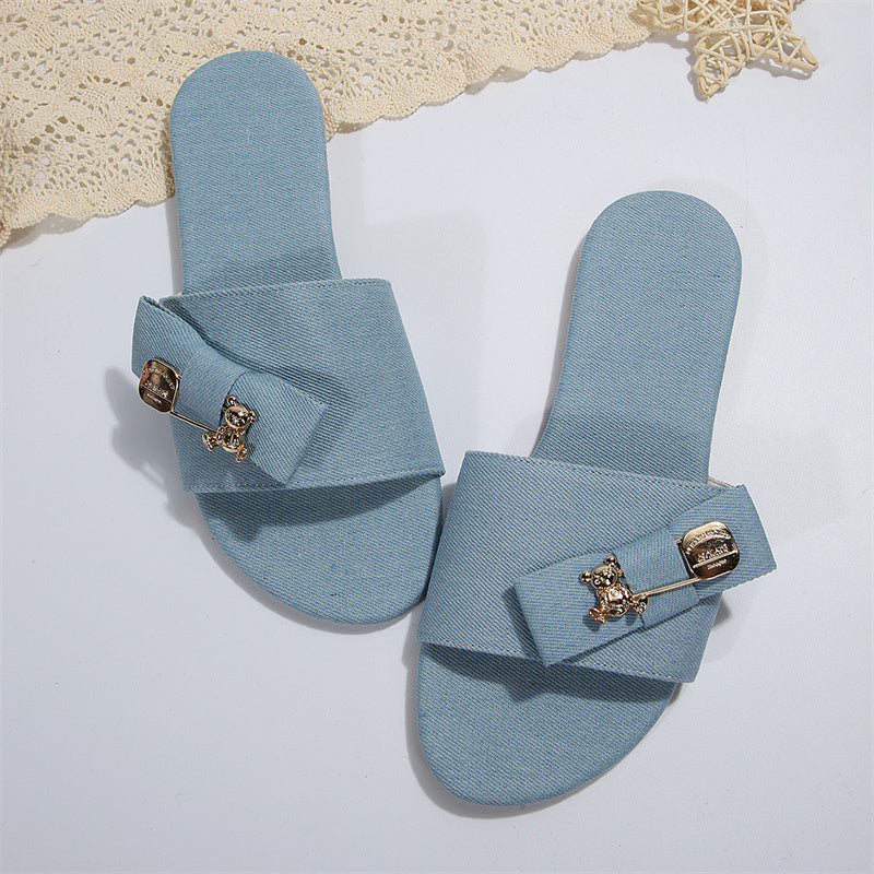 Casual Daily Patchwork Metal Accessories Decoration Solid Color Round Comfortable Shoes
