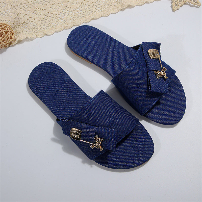Casual Daily Patchwork Metal Accessories Decoration Solid Color Round Comfortable Shoes