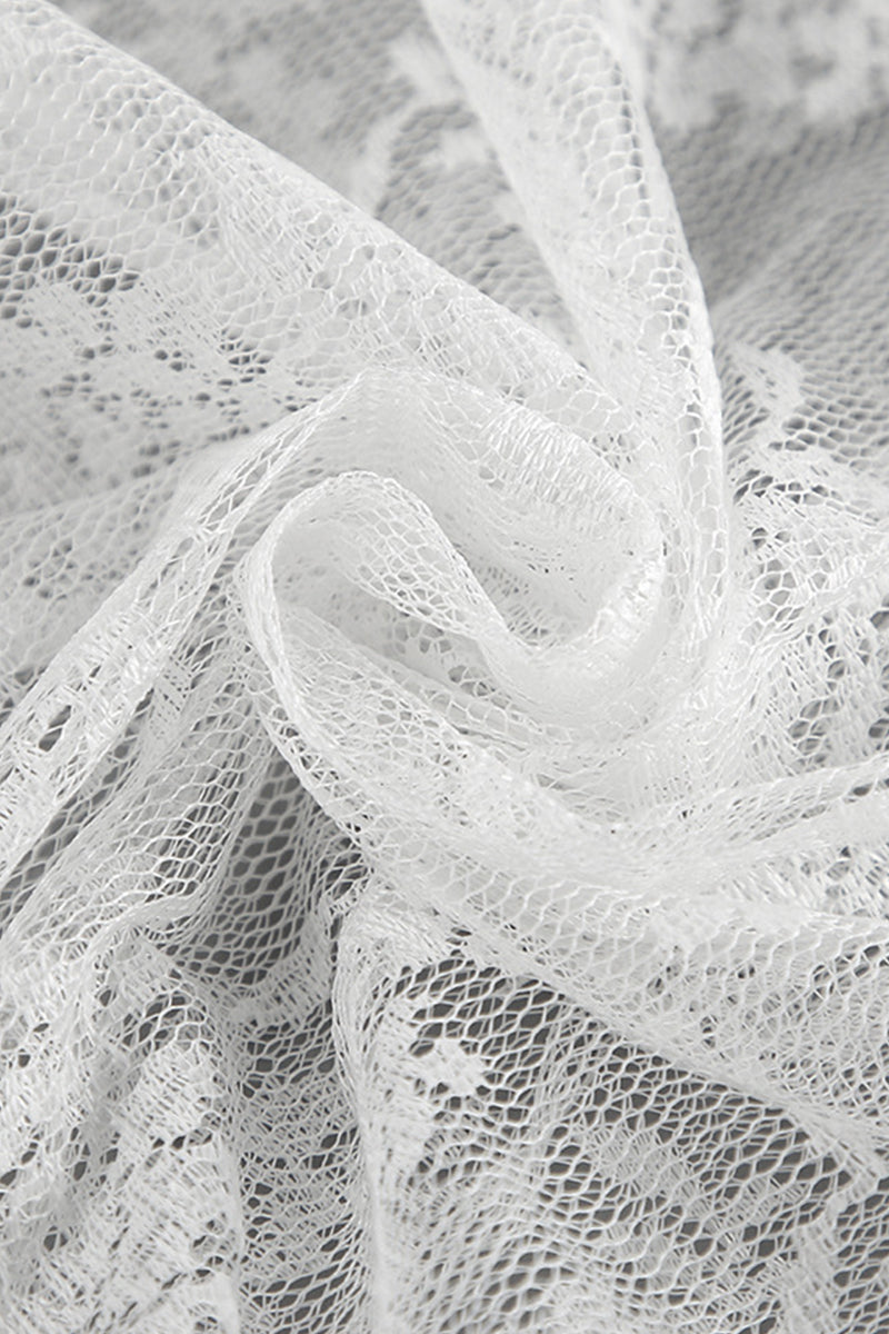 Elegant Solid Lace See-through Loose High Waist Type A Solid Color Bottoms