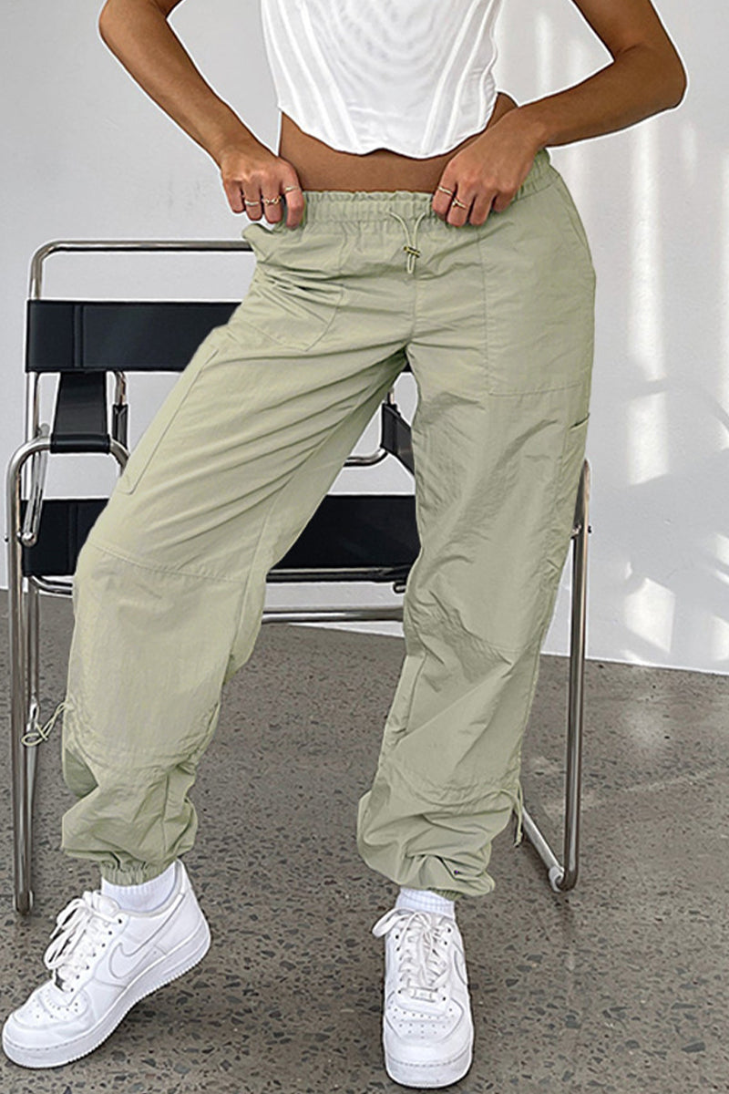 Street Solid Pocket Loose Straight Solid Color Bottoms(6 Colors)