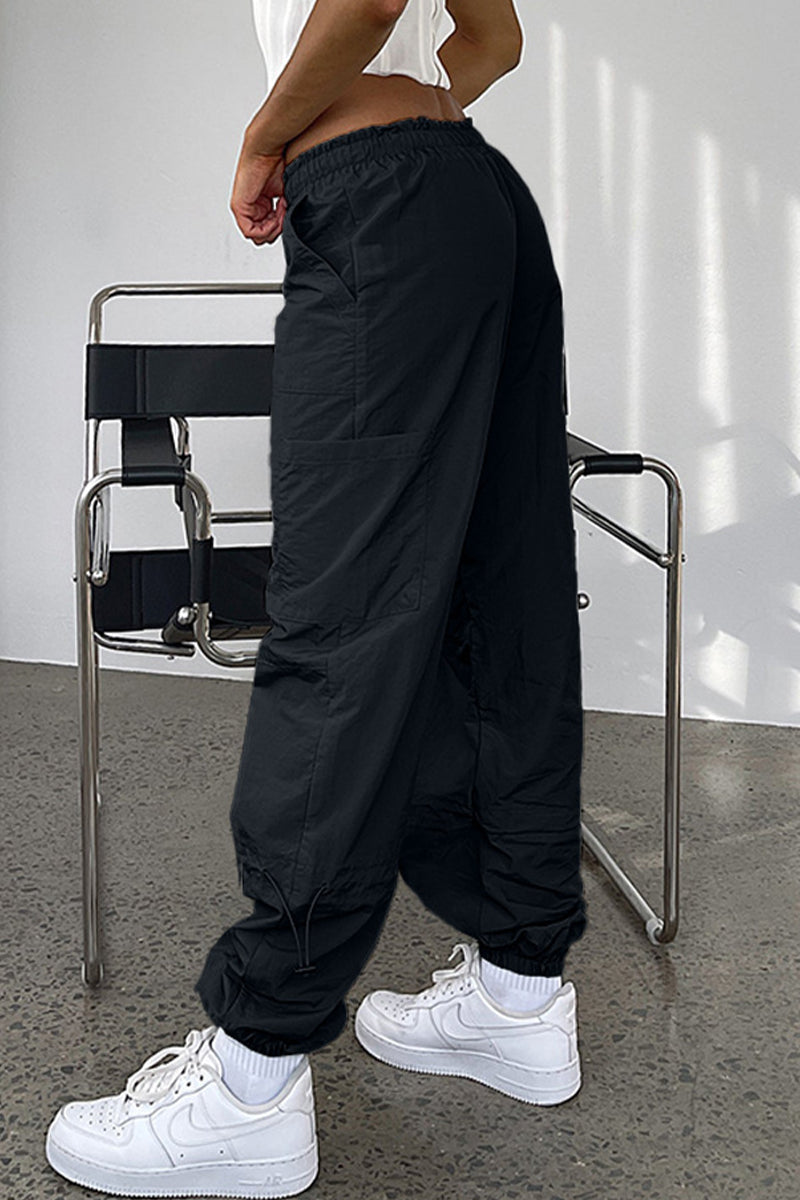 Street Solid Pocket Loose Straight Solid Color Bottoms(6 Colors)