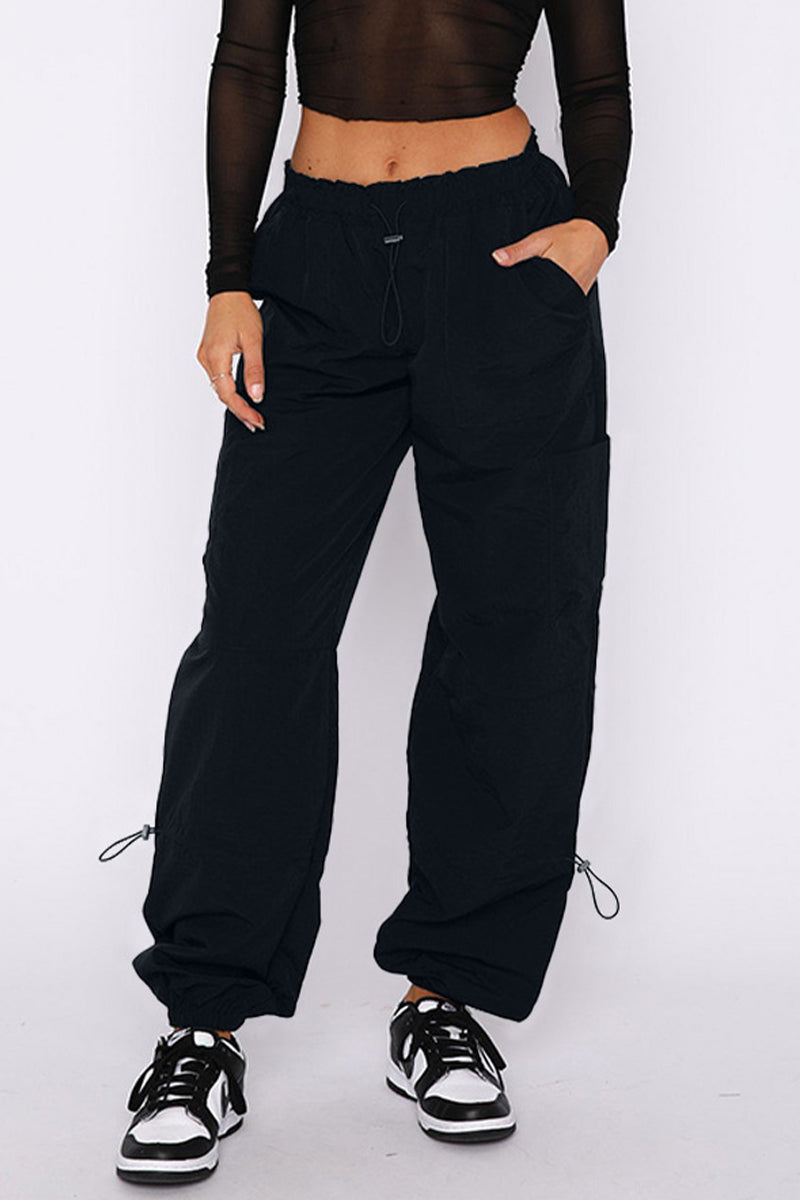 Street Solid Pocket Loose Straight Solid Color Bottoms(6 Colors)