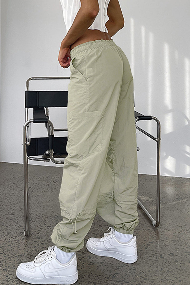 Street Solid Pocket Loose Straight Solid Color Bottoms(6 Colors)