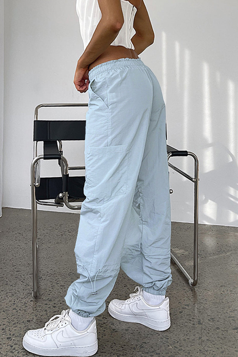 Street Solid Pocket Loose Straight Solid Color Bottoms(6 Colors)