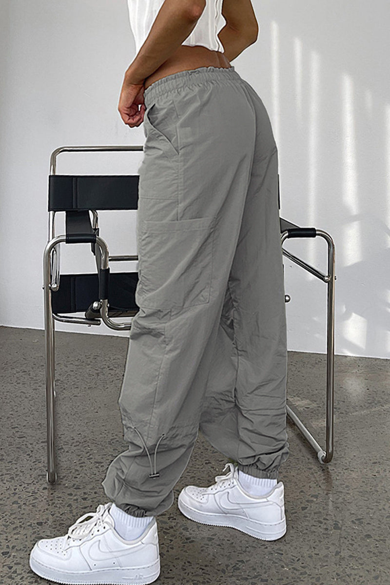 Street Solid Pocket Loose Straight Solid Color Bottoms(6 Colors)