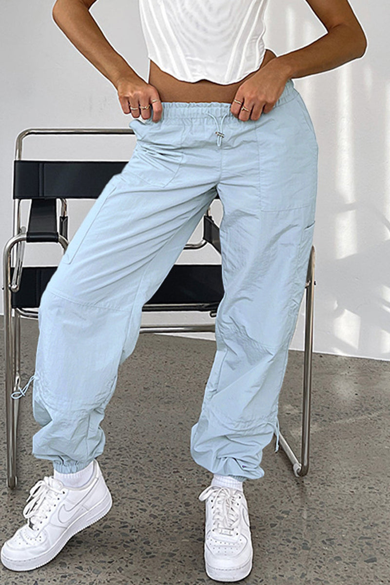 Street Solid Pocket Loose Straight Solid Color Bottoms(6 Colors)
