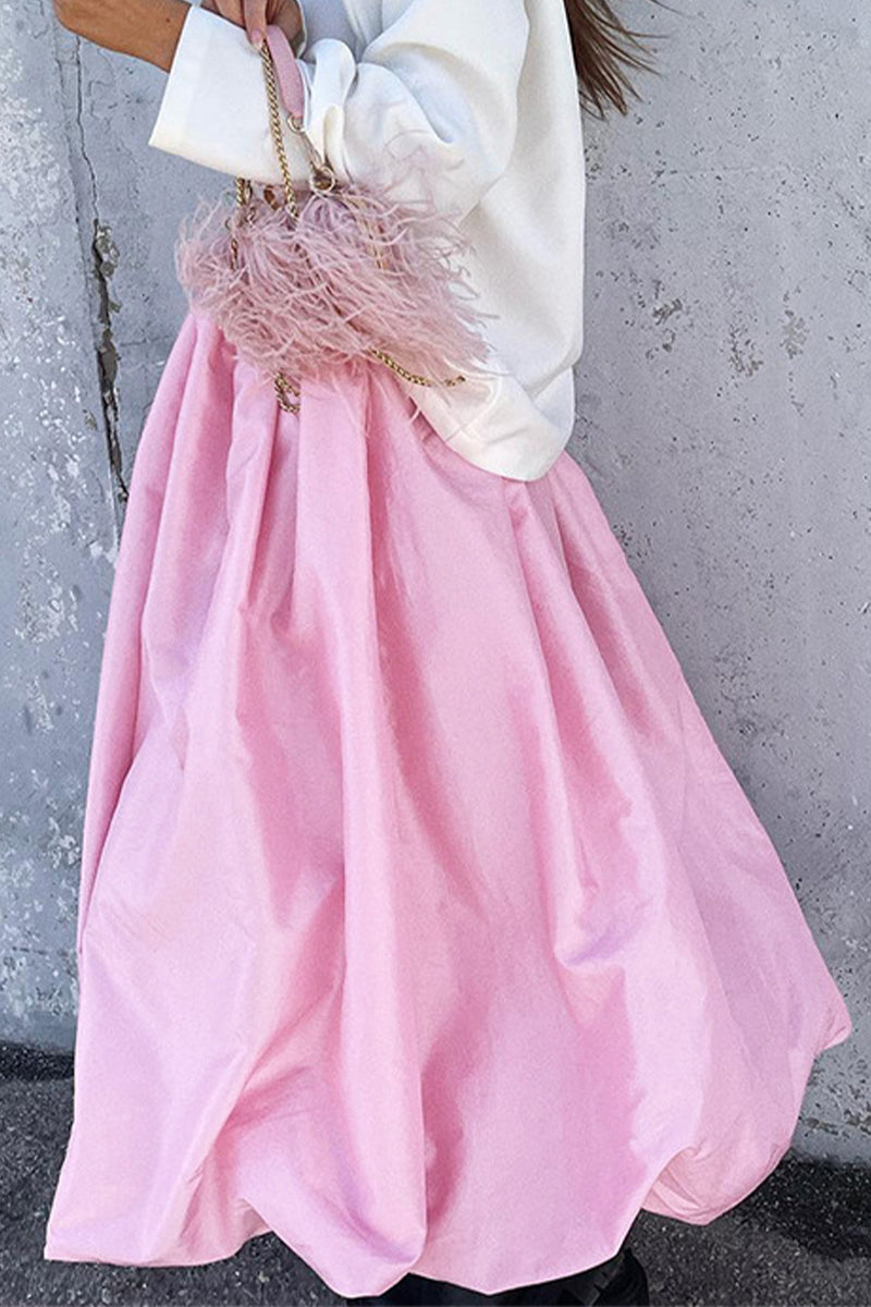 Elegant Solid Patchwork High Waist Type A Solid Color Bottoms(3 Colors)