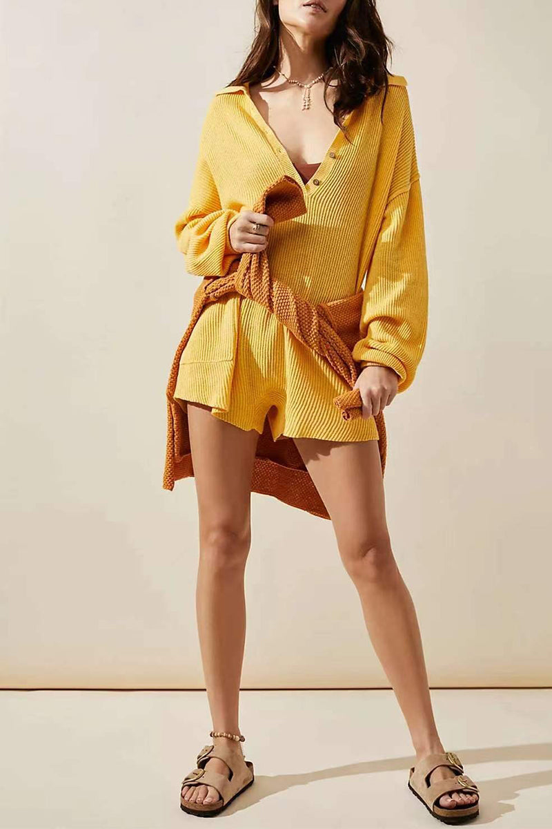 Casual Simplicity Solid Buttons V Neck Loose Jumpsuits(4 Colors)