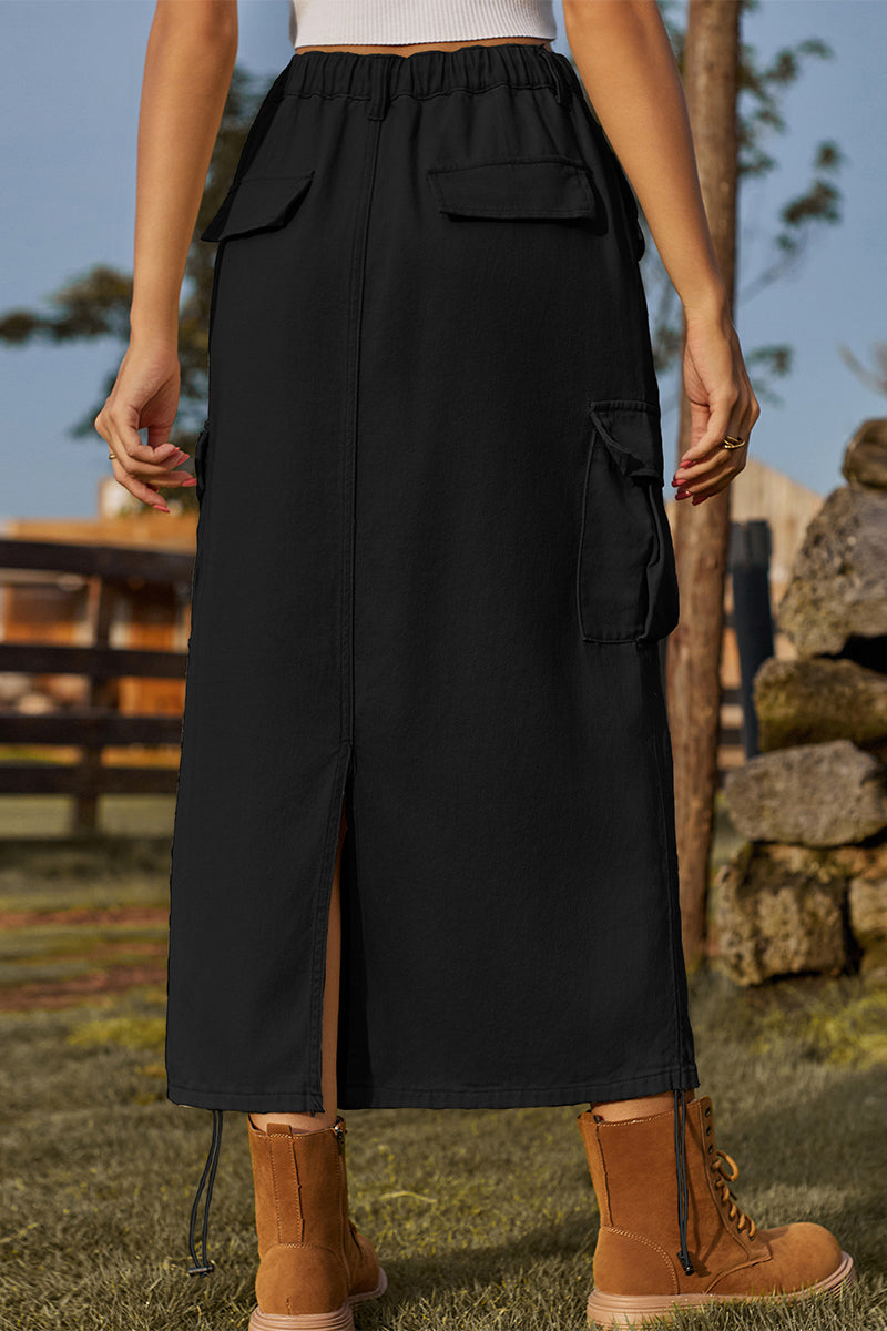 Casual Solid Draw String Pocket Loose Bottoms(3 Colors)