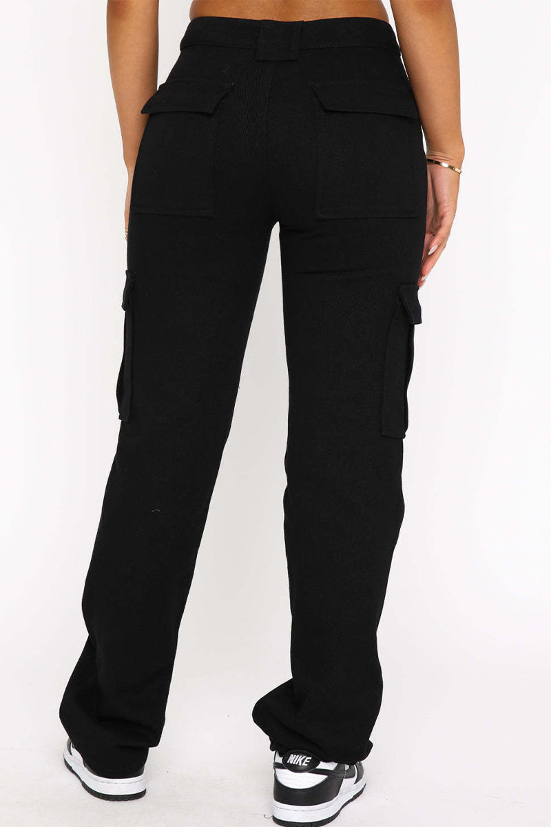 Casual Solid Pocket Skinny Mid Waist Solid Color Bottoms