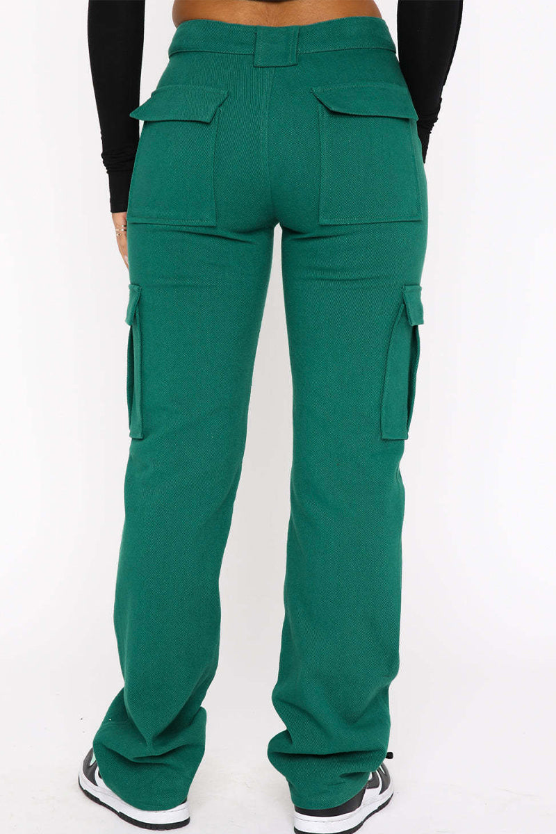 Casual Solid Pocket Skinny Mid Waist Solid Color Bottoms