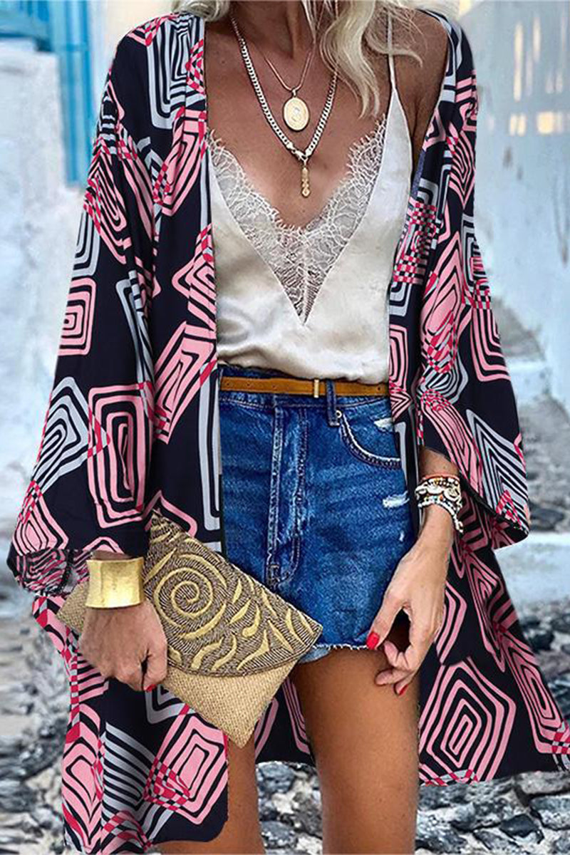 College Print Patchwork Cardigan Collar Outerwear(16 Colors)