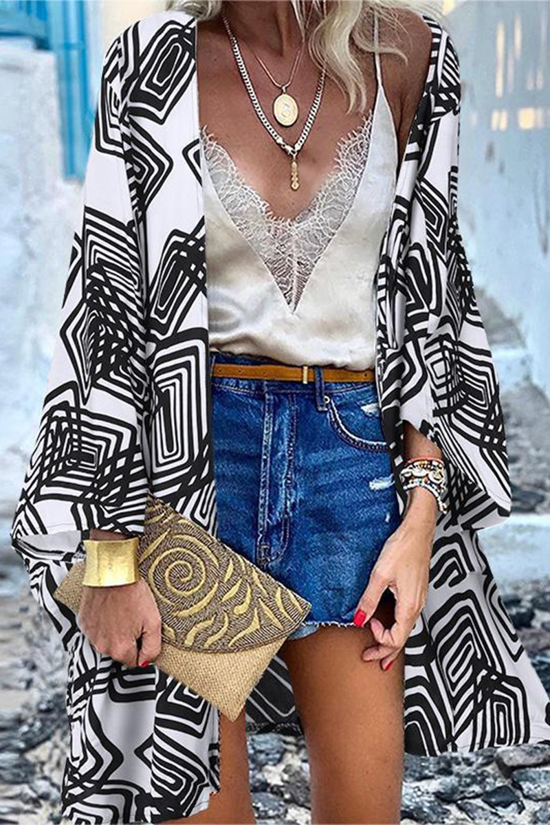College Print Patchwork Cardigan Collar Outerwear(16 Colors)