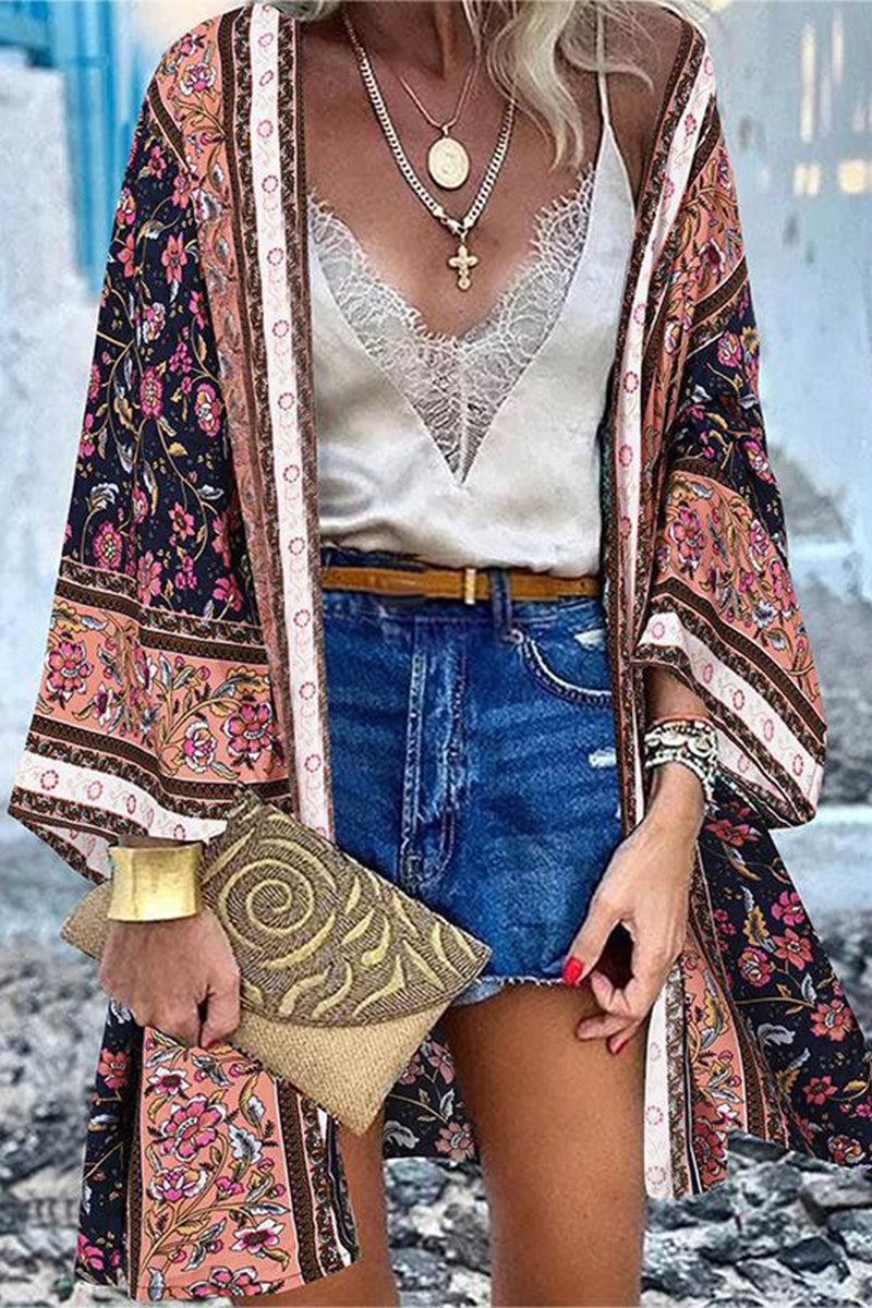 College Print Patchwork Cardigan Collar Outerwear(16 Colors)