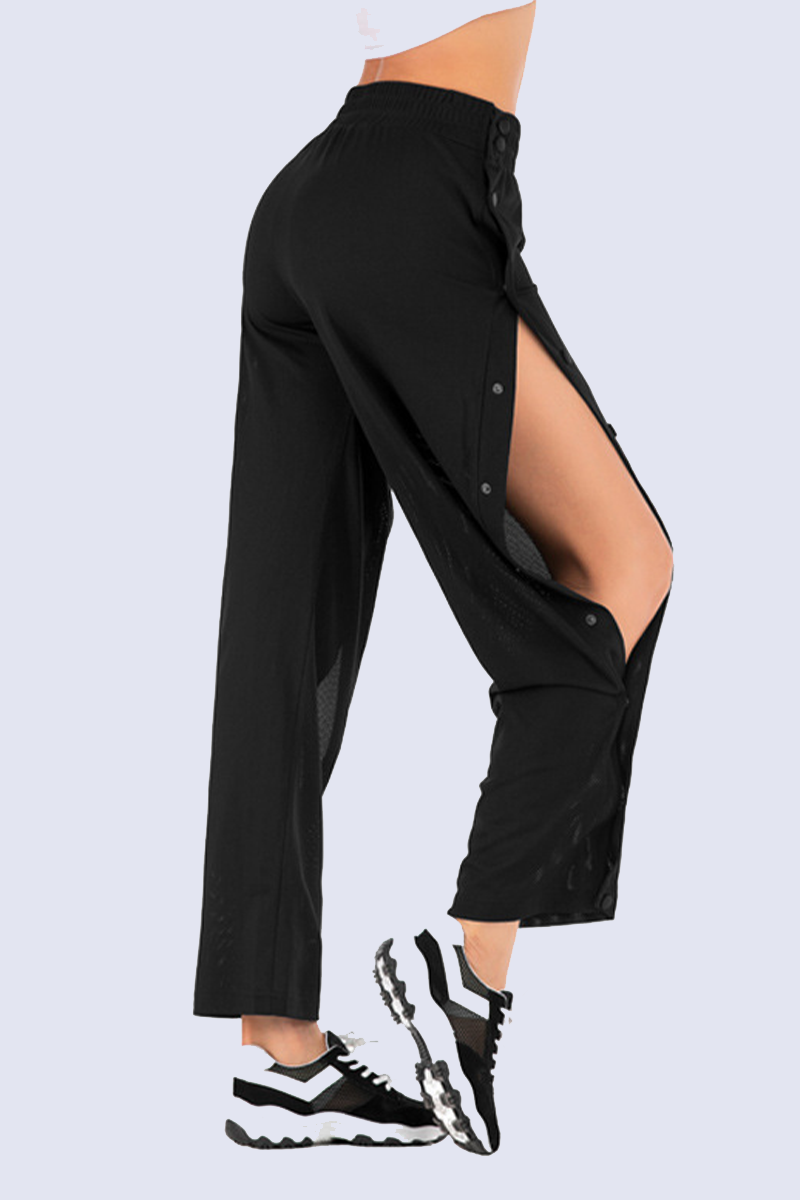 Casual Sportswear Solid Buckle Loose High Waist Wide Leg Solid Color Bottoms