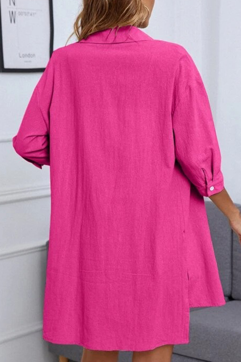 Casual Simplicity Solid Pocket Turndown Collar Half Sleeve Two Pieces(6 Colors)