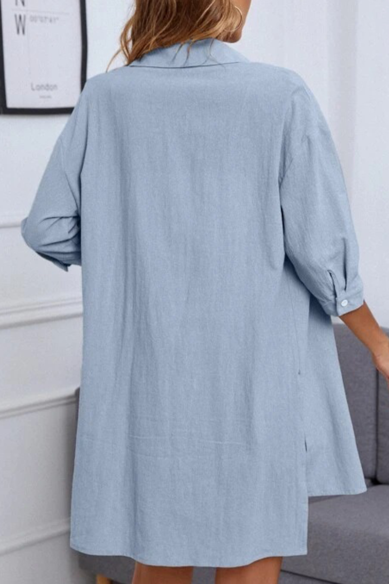 Casual Simplicity Solid Pocket Turndown Collar Half Sleeve Two Pieces(6 Colors)