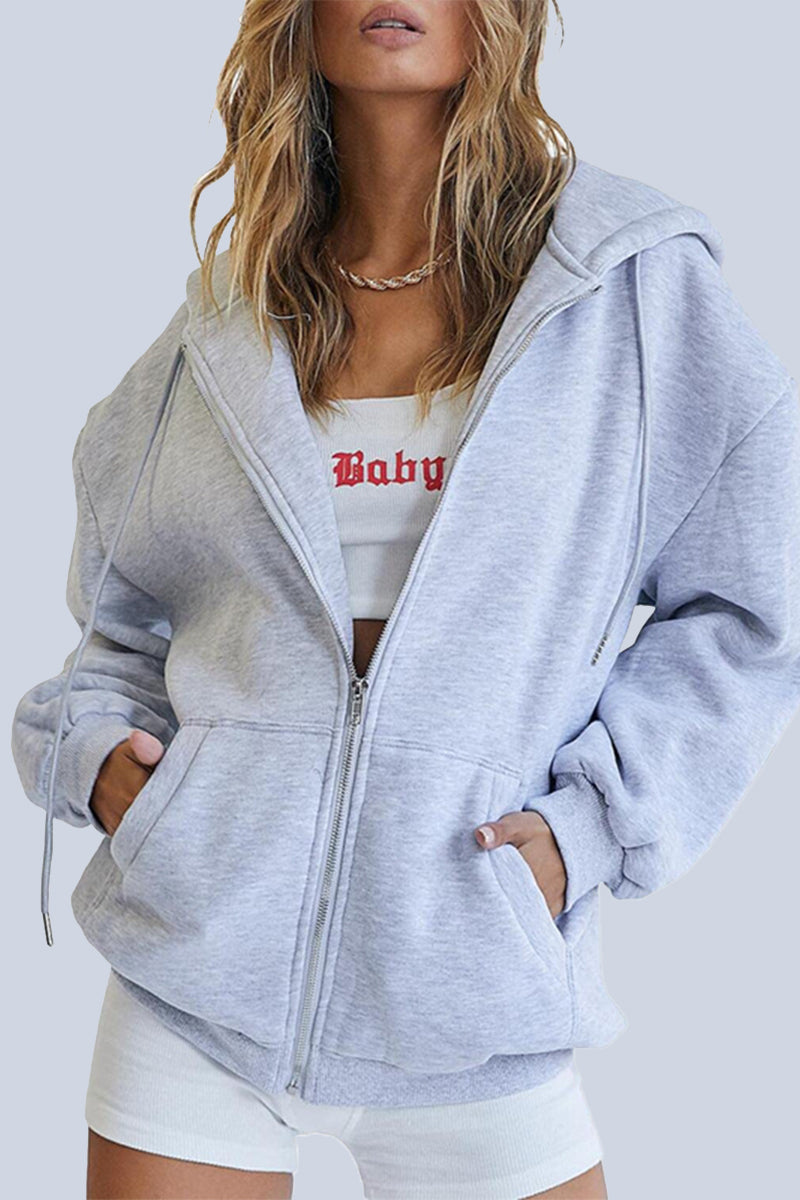 Casual Sportswear Solid Pocket Hooded Collar Outerwear(13 Colors)