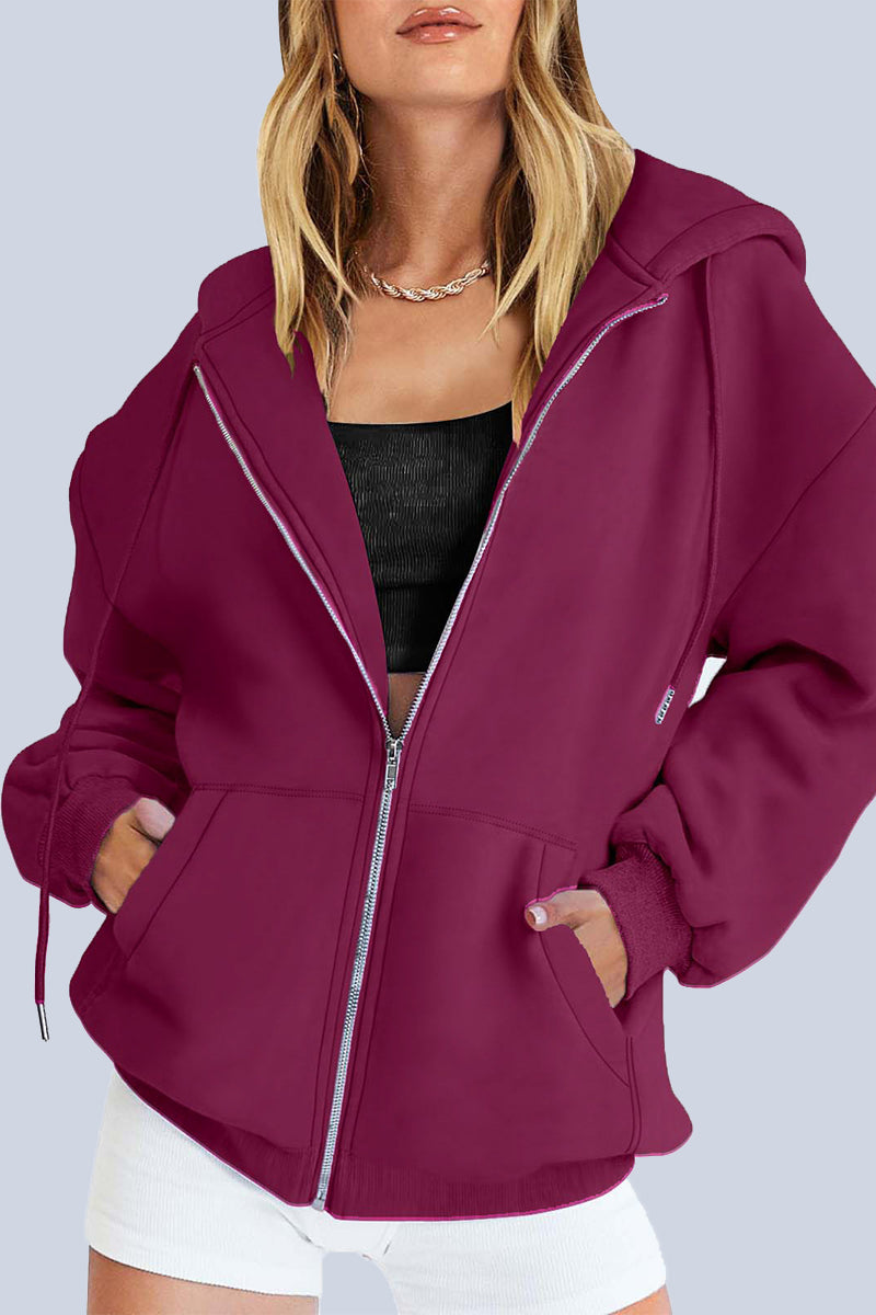 Casual Sportswear Solid Pocket Hooded Collar Outerwear(13 Colors)