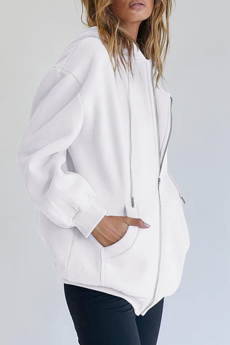Casual Sportswear Solid Pocket Hooded Collar Outerwear(13 Colors)