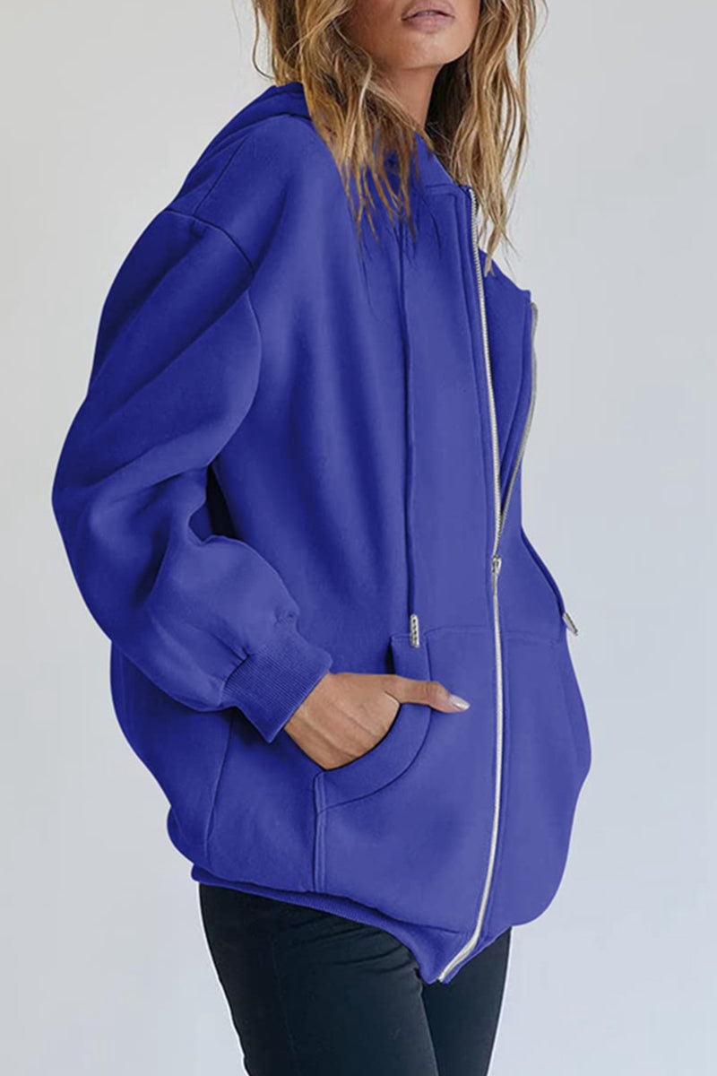 Casual Sportswear Solid Pocket Hooded Collar Outerwear(13 Colors)
