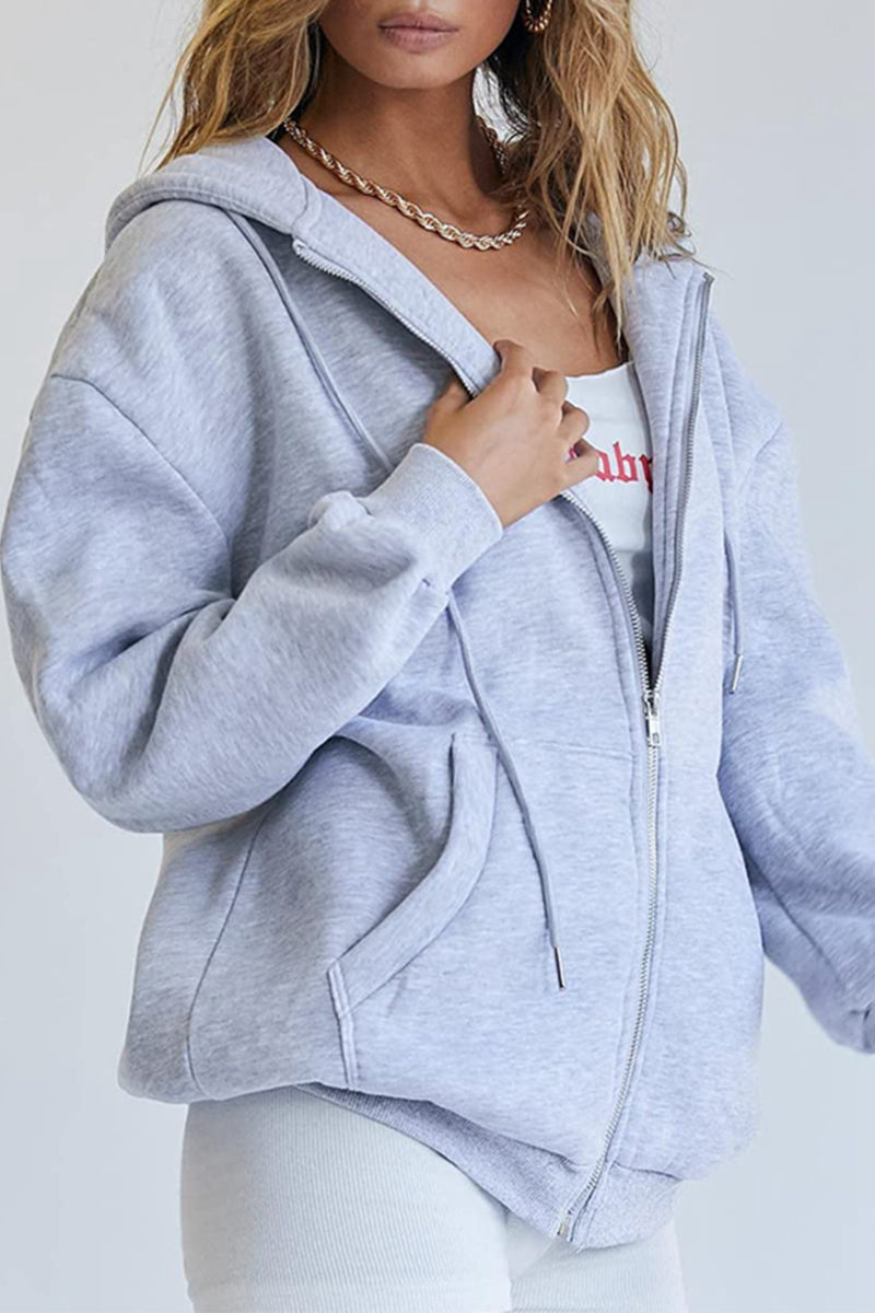 Casual Sportswear Solid Pocket Hooded Collar Outerwear(13 Colors)