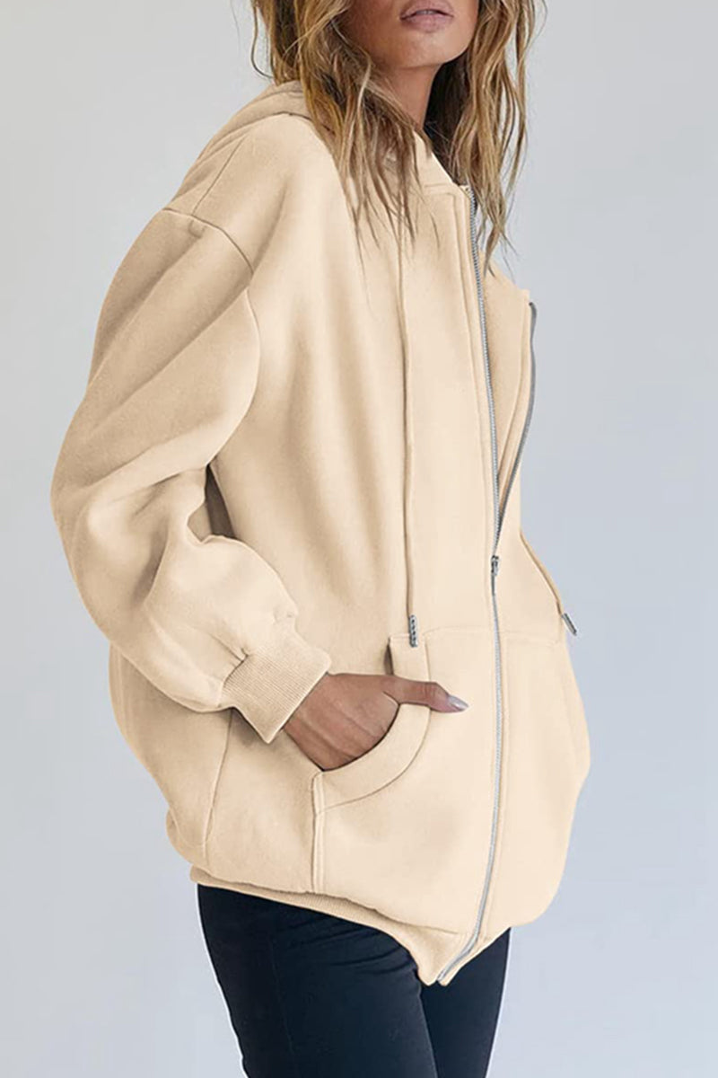 Casual Sportswear Solid Pocket Hooded Collar Outerwear(13 Colors)