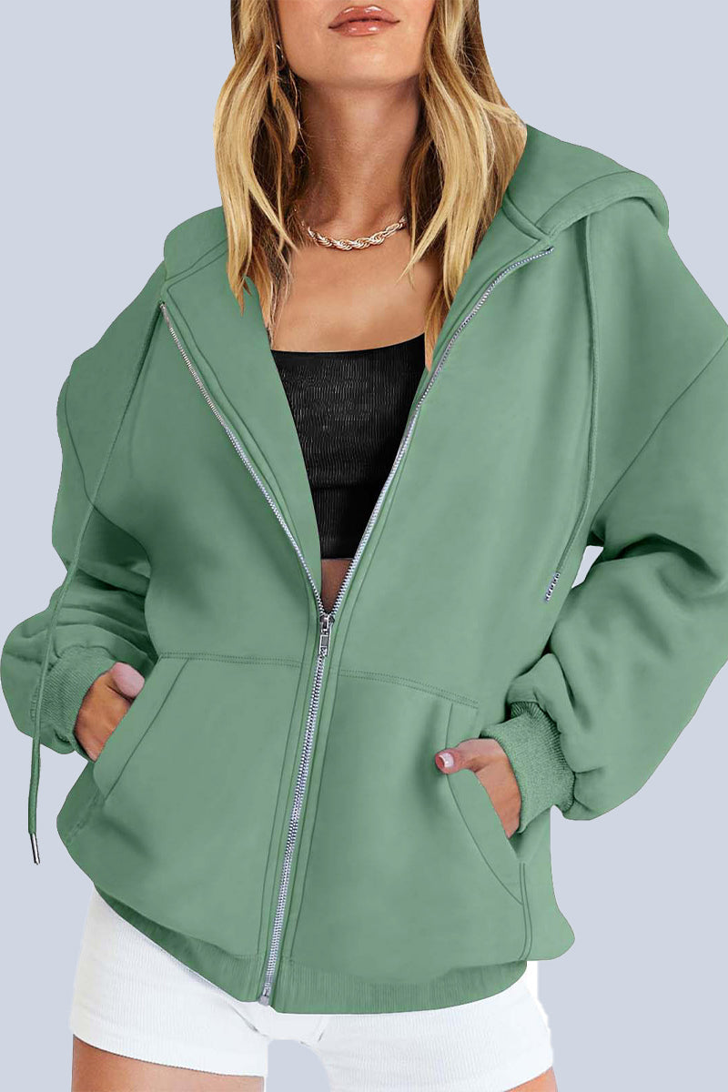 Casual Sportswear Solid Pocket Hooded Collar Outerwear(13 Colors)