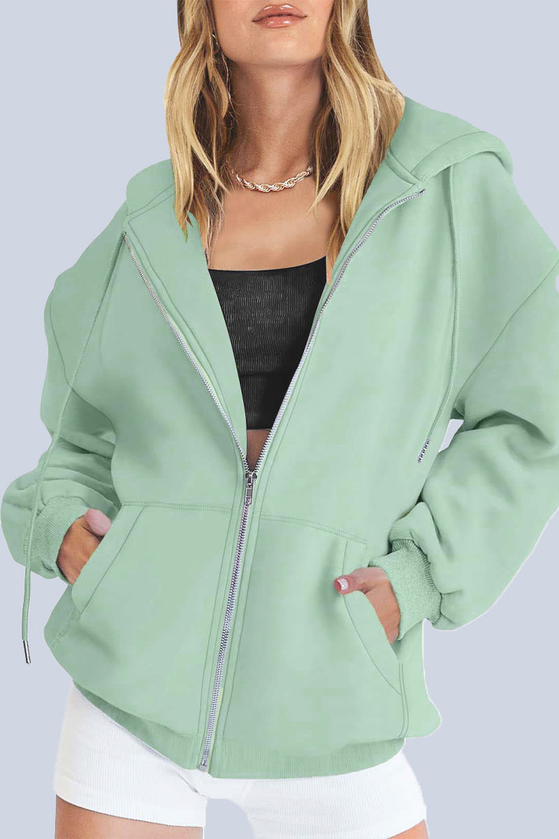 Casual Sportswear Solid Pocket Hooded Collar Outerwear(13 Colors)