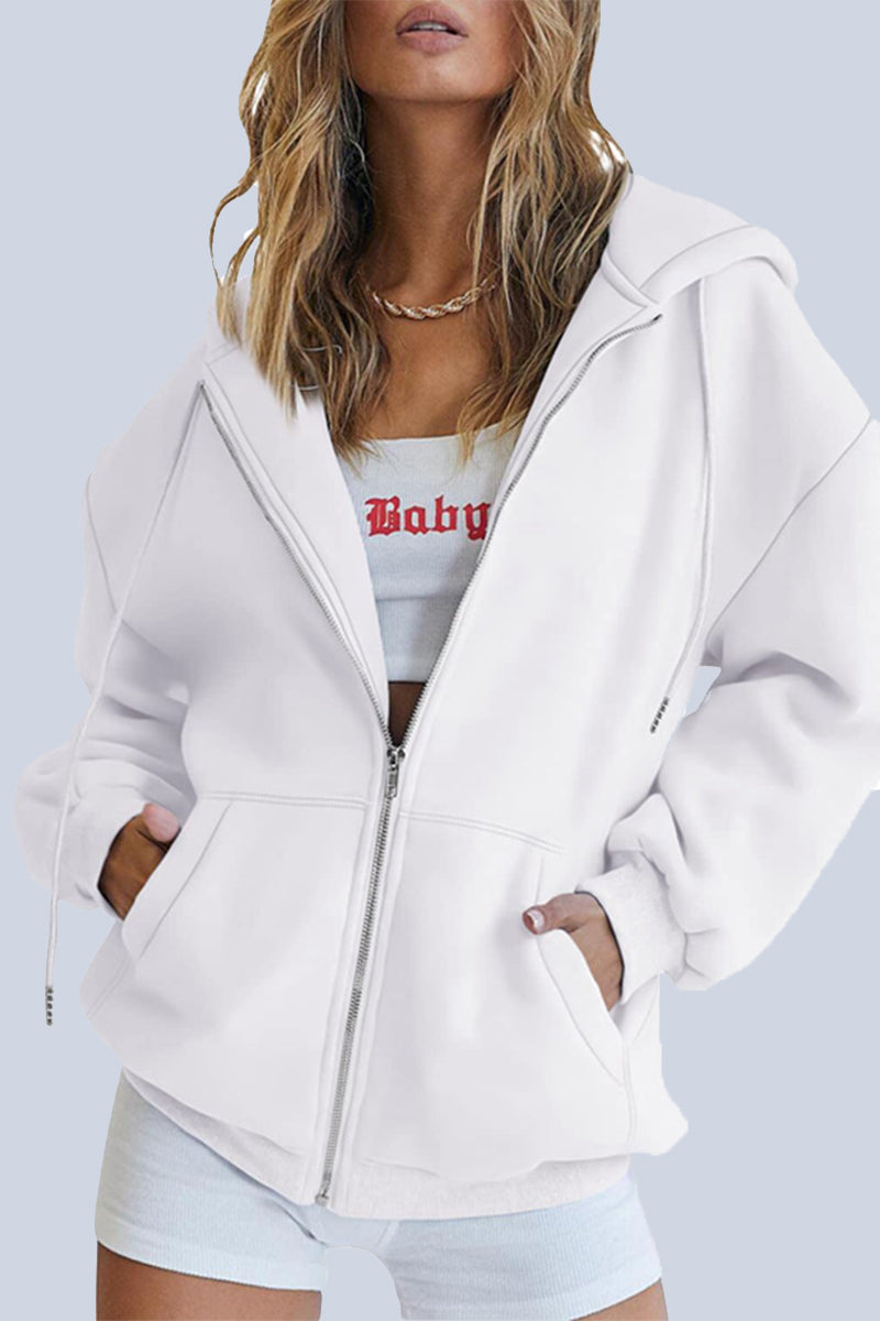 Casual Sportswear Solid Pocket Hooded Collar Outerwear(13 Colors)