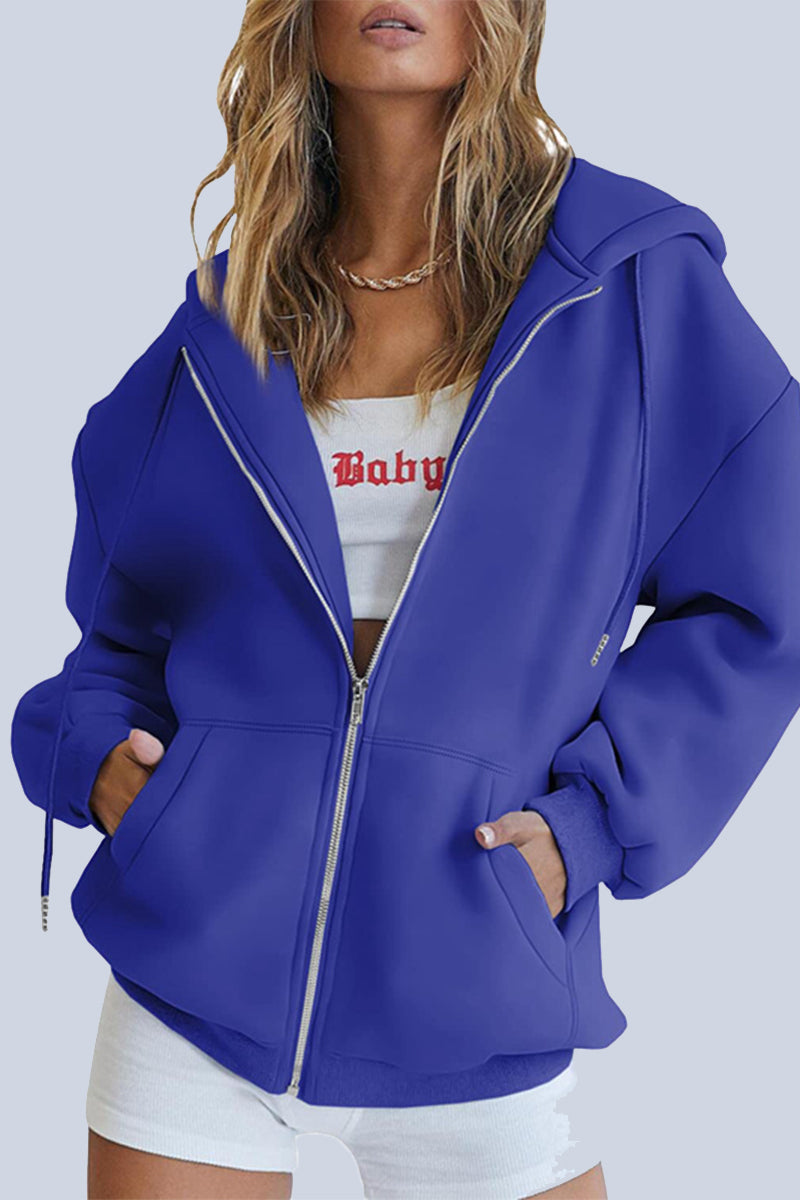 Casual Sportswear Solid Pocket Hooded Collar Outerwear(13 Colors)