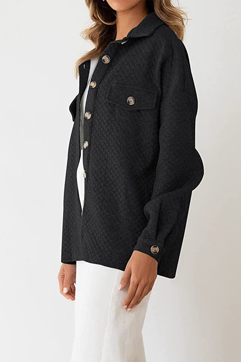 Casual Solid Buttons Turndown Collar Outerwear(6 Colors)