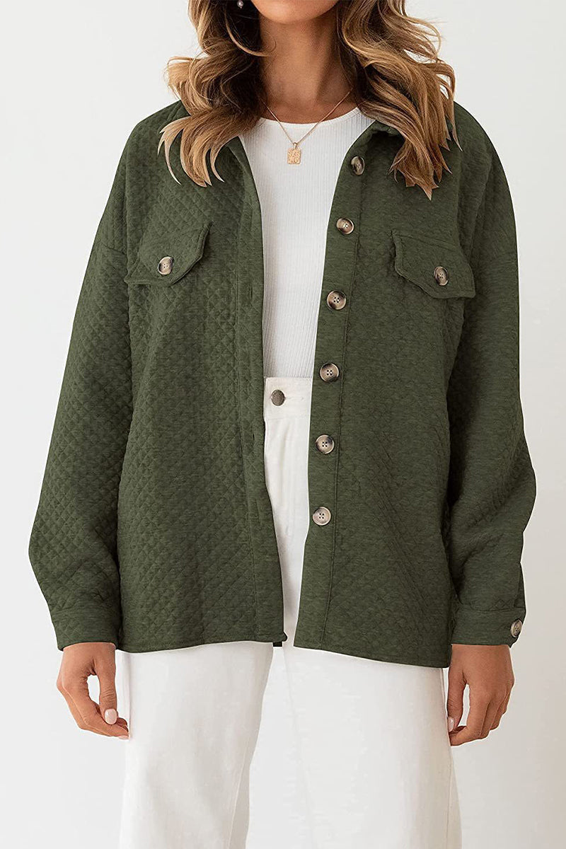 Casual Solid Buttons Turndown Collar Outerwear(6 Colors)
