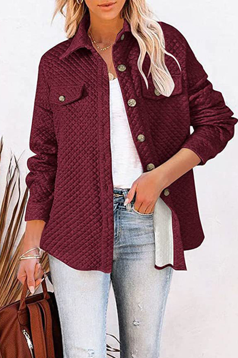 Casual Solid Buttons Turndown Collar Outerwear(6 Colors)