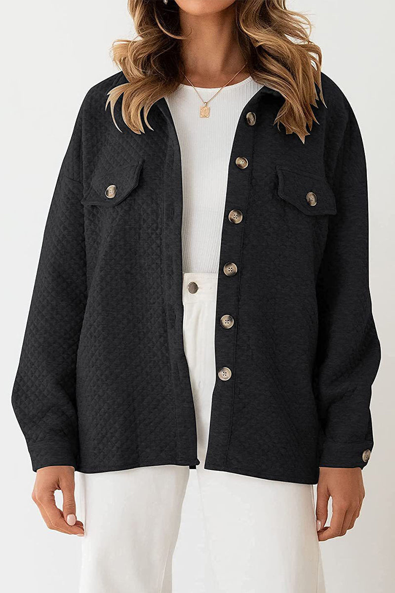 Casual Solid Buttons Turndown Collar Outerwear(6 Colors)