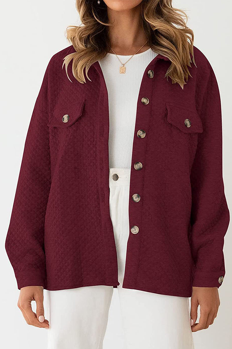 Casual Solid Buttons Turndown Collar Outerwear(6 Colors)