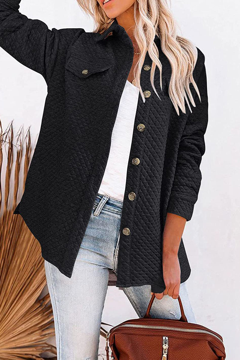 Casual Solid Buttons Turndown Collar Outerwear(6 Colors)